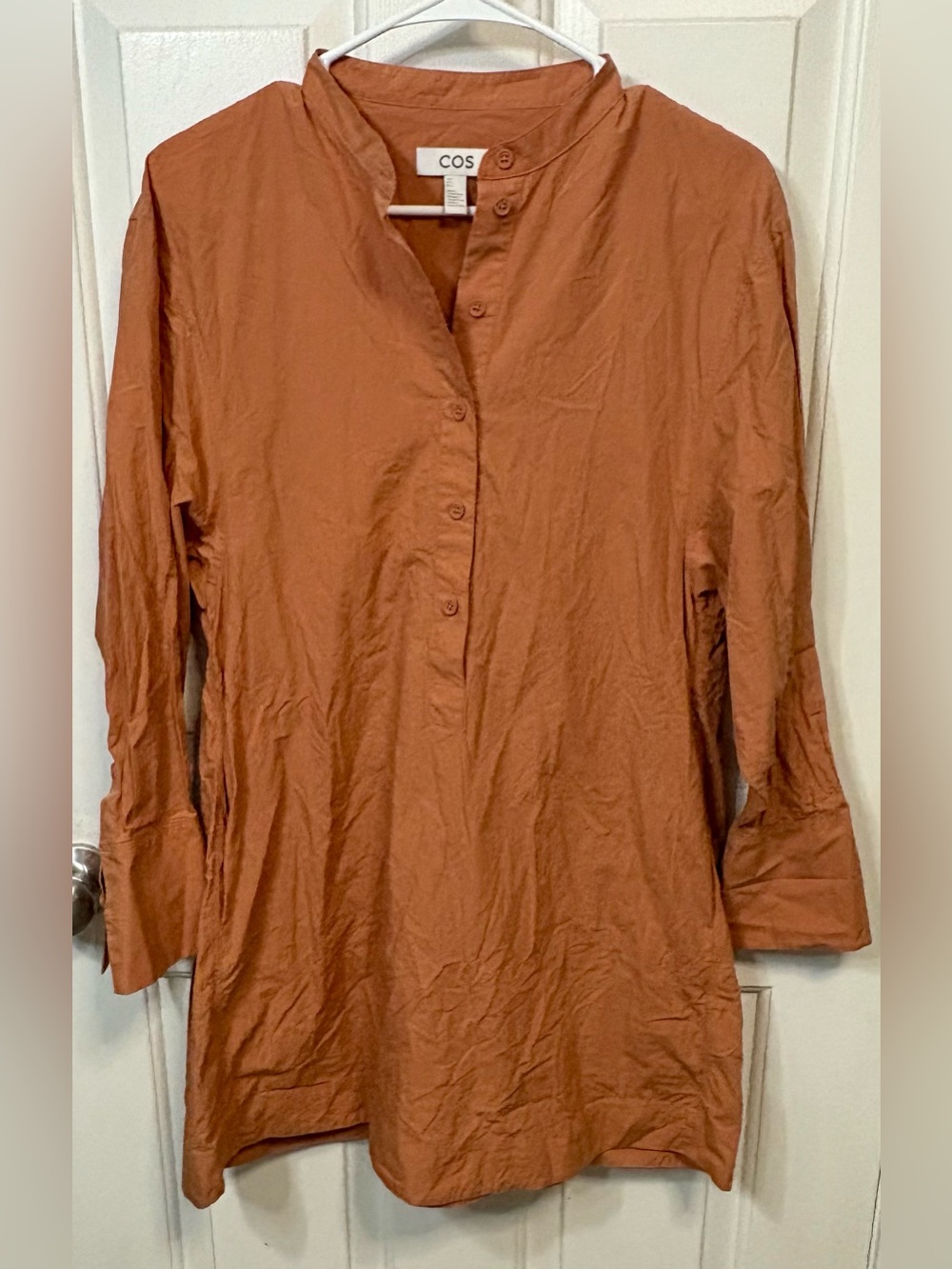 COS Rust Orange Button-Front Dress